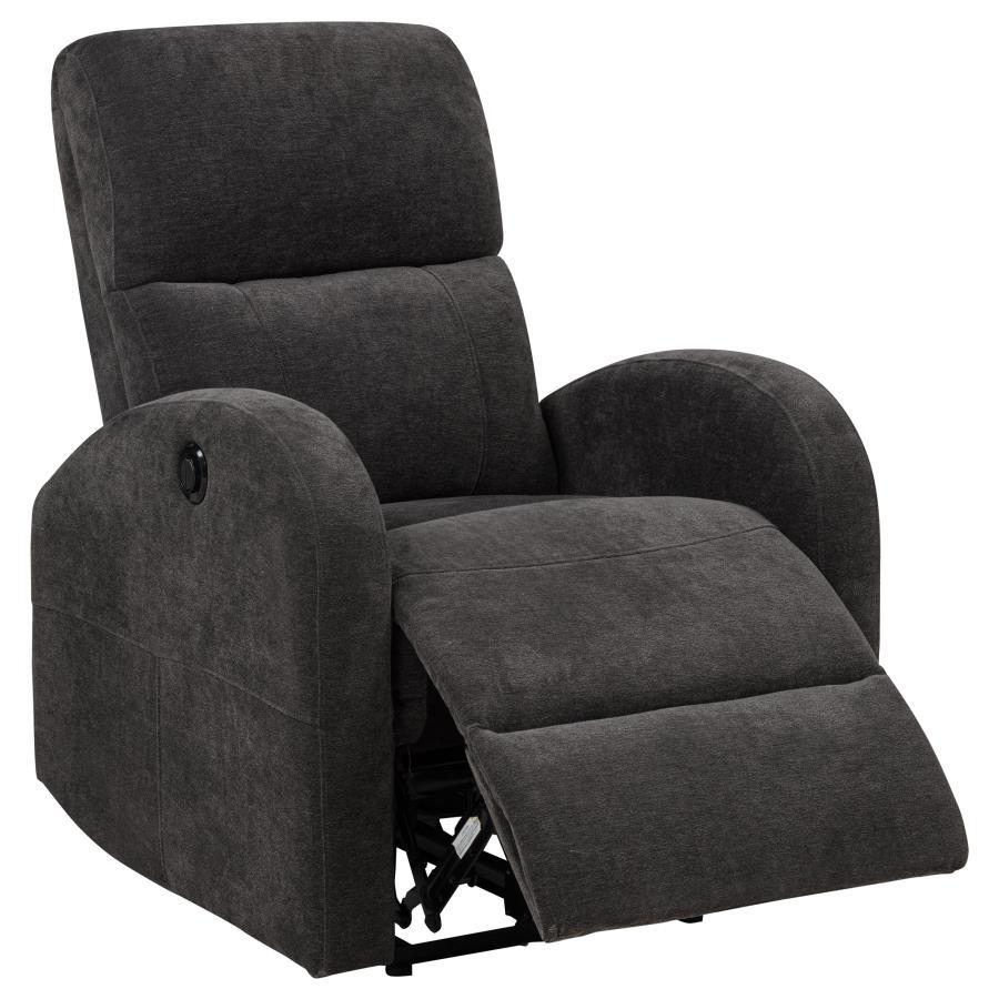 Grant - Fabric Upholstered Power Recliner Chair - Charcoal Gray Reclining Chair modern furniture Contempo Furniture