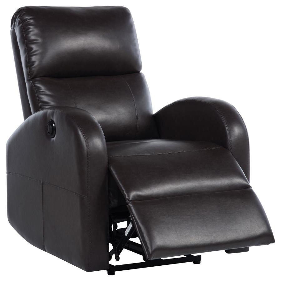 Grant - Upholstered Power Recliner Chair - Brown Reclining Chair modern furniture Contempo Furniture