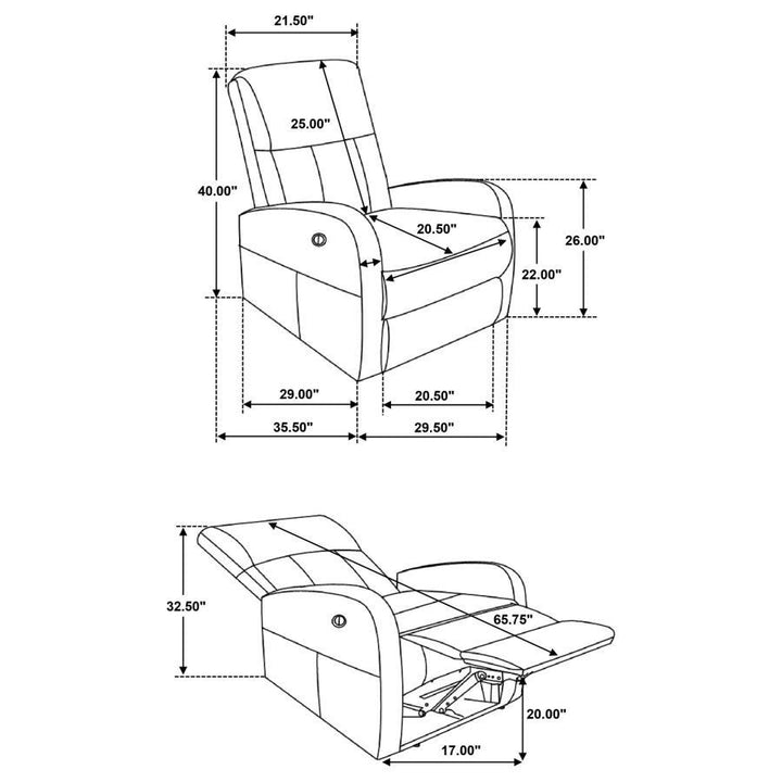 Grant - Upholstered Power Recliner Chair - Brown Reclining Chair modern furniture Contempo Furniture
