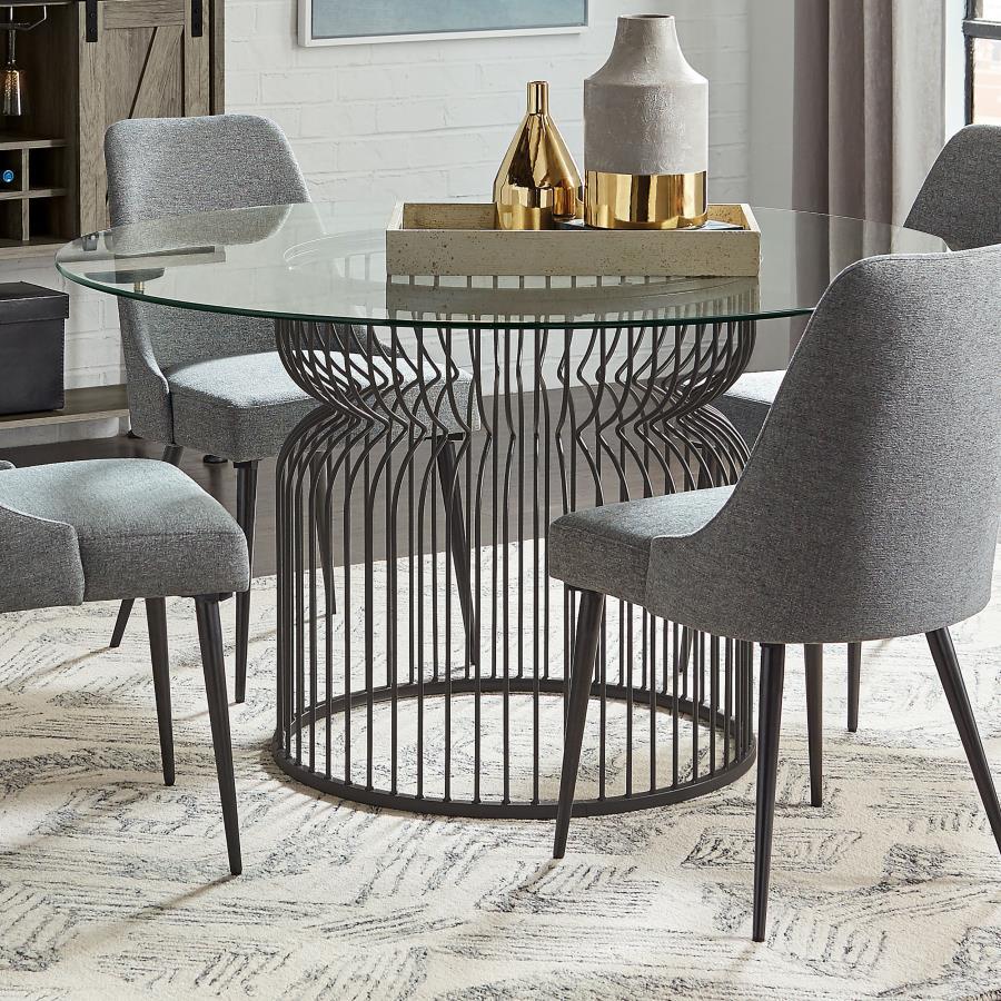 Granvia - Round Metal Dining Table Base - Gunmetal Table Base modern furniture Contempo Furniture