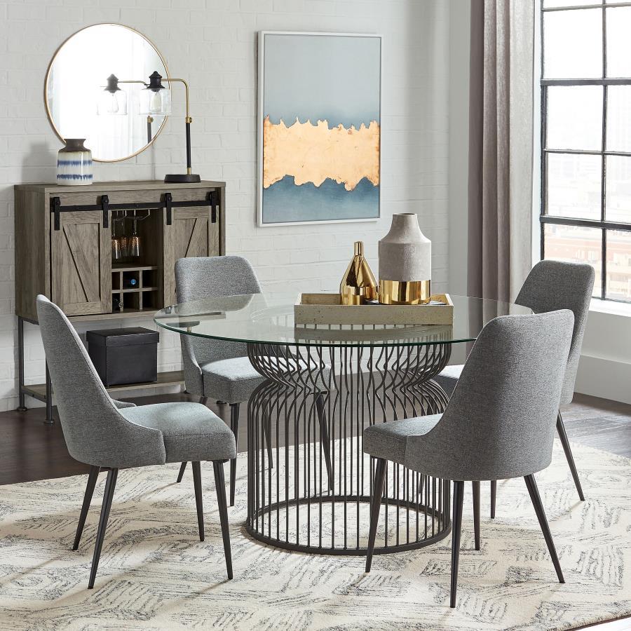 Granvia - Round Metal Dining Table Base - Gunmetal Table Base modern furniture Contempo Furniture