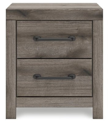 Graystorm Nightstand - Dark Gray Nightstand w/ Charging Station modern furniture Contempo Furniture
