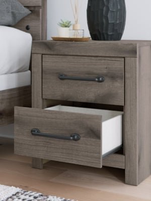 Graystorm Nightstand - Dark Gray Nightstand w/ Charging Station modern furniture Contempo Furniture