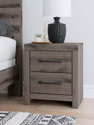 Graystorm Nightstand - Dark Gray Nightstand w/ Charging Station modern furniture Contempo Furniture