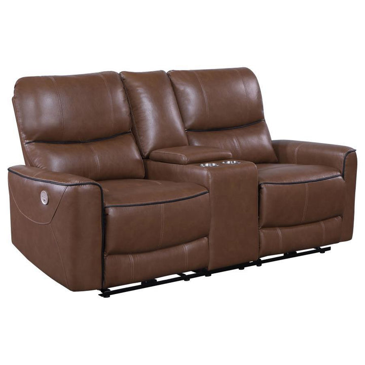 Greenfield - 2 Piece Power Reclining Sofa Set - Saddle Brown Reclining Sofa &amp; Loveseat modern furniture Contempo Furniture