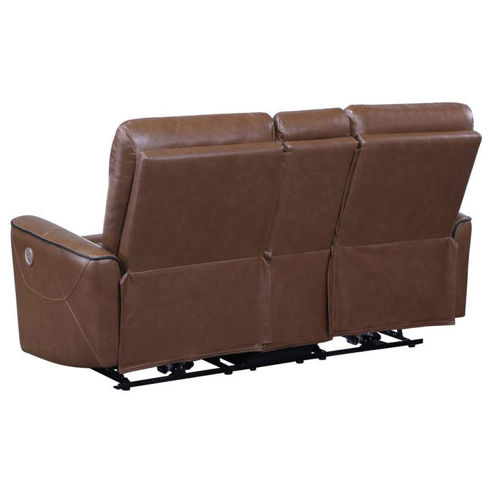 Greenfield - 2 Piece Power Reclining Sofa Set - Saddle Brown Reclining Sofa &amp; Loveseat modern furniture Contempo Furniture