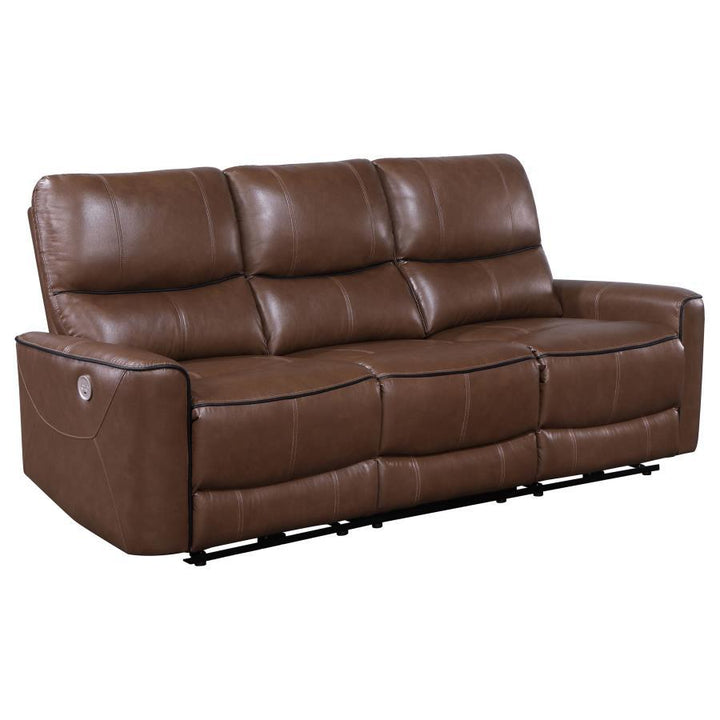 Greenfield - 2 Piece Power Reclining Sofa Set - Saddle Brown Reclining Sofa &amp; Loveseat modern furniture Contempo Furniture