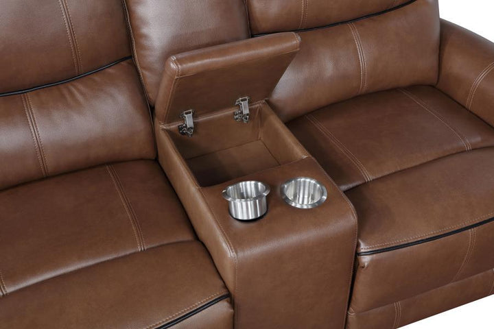 Greenfield - 2 Piece Power Reclining Sofa Set - Saddle Brown Reclining Sofa &amp; Loveseat modern furniture Contempo Furniture
