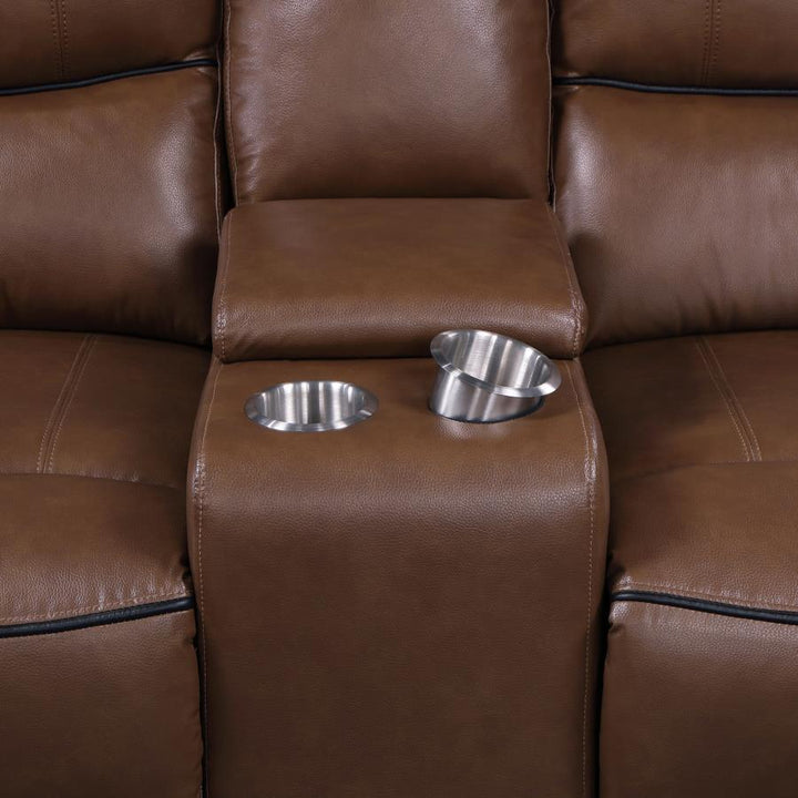 Greenfield - 3 Piece Power Reclining Sofa Set - Saddle Brown 3 - Piece Living Room Set modern furniture Contempo Furniture