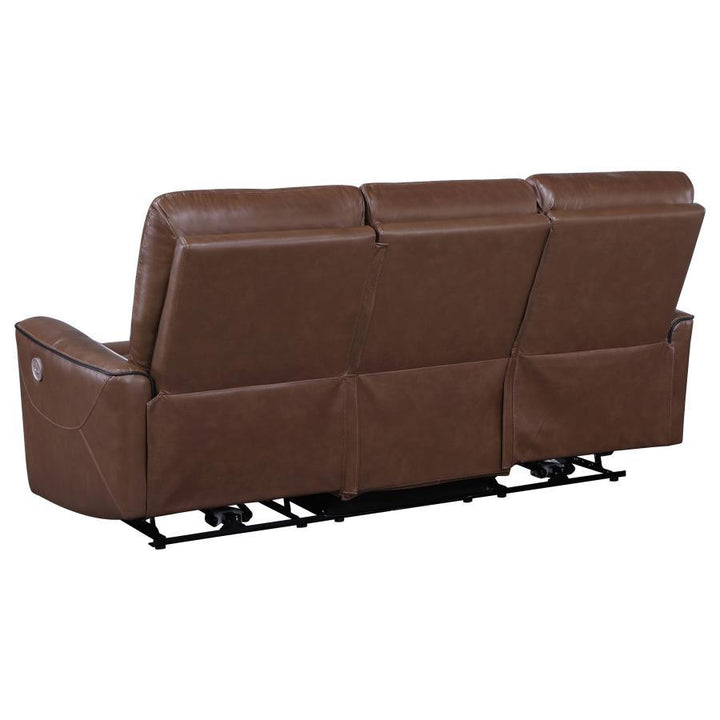Greenfield - 3 Piece Power Reclining Sofa Set - Saddle Brown 3 - Piece Living Room Set modern furniture Contempo Furniture
