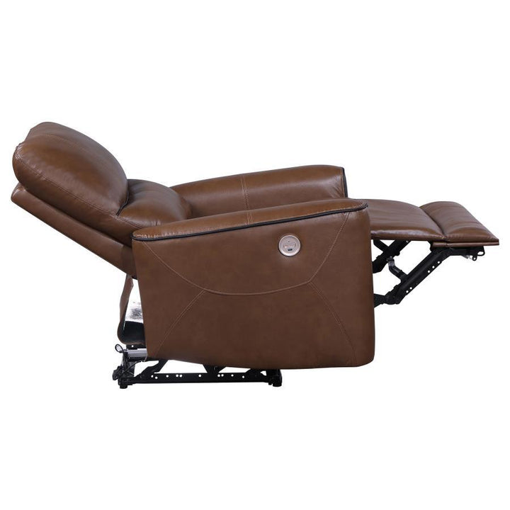 Greenfield - 3 Piece Power Reclining Sofa Set - Saddle Brown 3 - Piece Living Room Set modern furniture Contempo Furniture