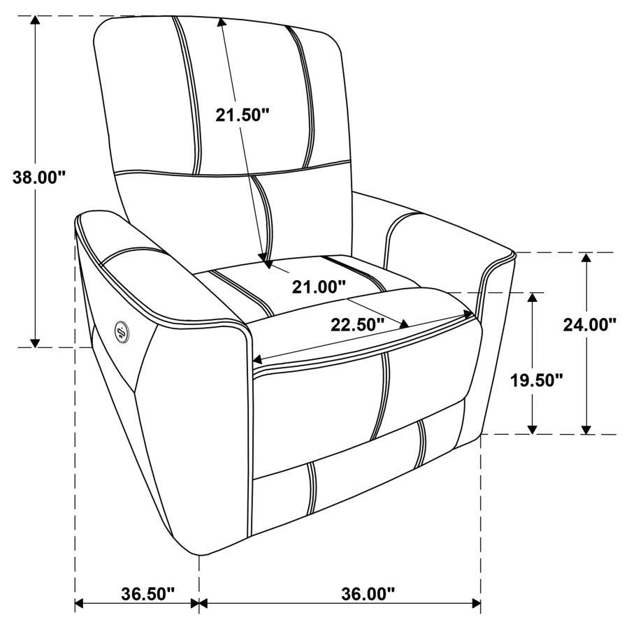 Greenfield - Upholstered Power Recliner Chair - Saddle Brown Reclining Chair modern furniture Contempo Furniture
