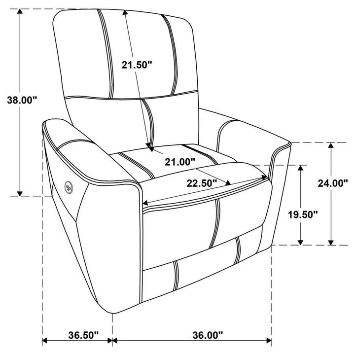 Greenfield - Upholstered Power Recliner Chair - Saddle Brown Reclining Chair modern furniture Contempo Furniture