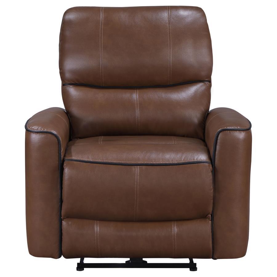 Greenfield - Upholstered Power Recliner Chair - Saddle Brown Reclining Chair modern furniture Contempo Furniture