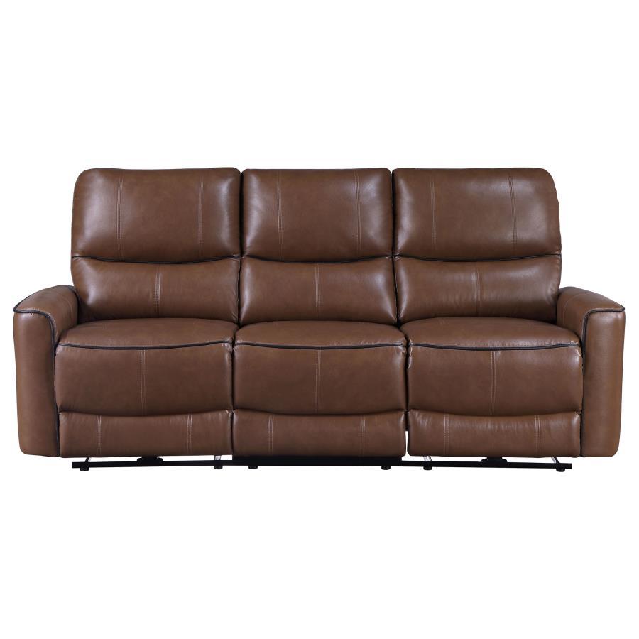 Greenfield - Upholstered Power Reclining Sofa - Saddle Brown Power Reclining Sofa modern furniture Contempo Furniture