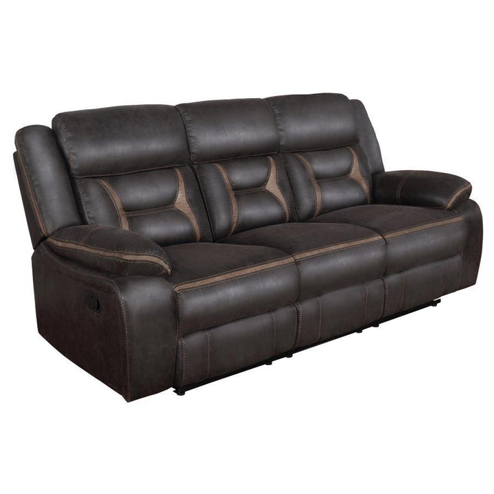 Greer - 2 Piece Upholstered Reclining Sofa Set - Brown Reclining Sofa &amp; Loveseat modern furniture Contempo Furniture