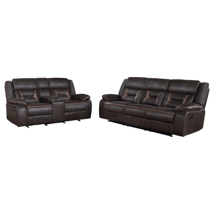 Greer - 2 Piece Upholstered Reclining Sofa Set - Brown Reclining Sofa & Loveseat modern furniture Contempo Furniture