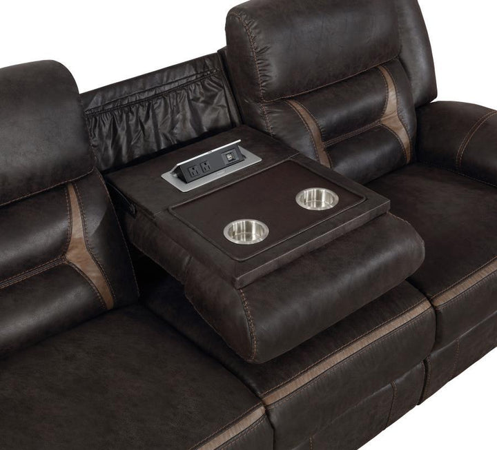 Greer - 2 Piece Upholstered Reclining Sofa Set - Brown Reclining Sofa &amp; Loveseat modern furniture Contempo Furniture