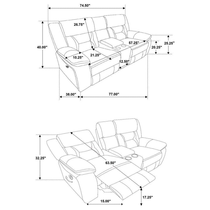 Greer - 2 Piece Upholstered Reclining Sofa Set - Brown Reclining Sofa &amp; Loveseat modern furniture Contempo Furniture