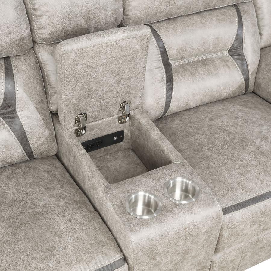 Greer - 2 Piece Upholstered Reclining Sofa Set - Taupe Reclining Sofa & Loveseat modern furniture Contempo Furniture