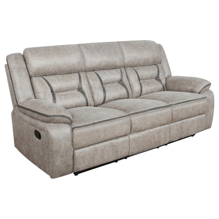 Greer - 2 Piece Upholstered Reclining Sofa Set - Taupe Reclining Sofa & Loveseat modern furniture Contempo Furniture
