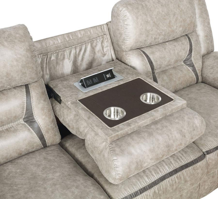 Greer - 2 Piece Upholstered Reclining Sofa Set - Taupe Reclining Sofa &amp; Loveseat modern furniture Contempo Furniture