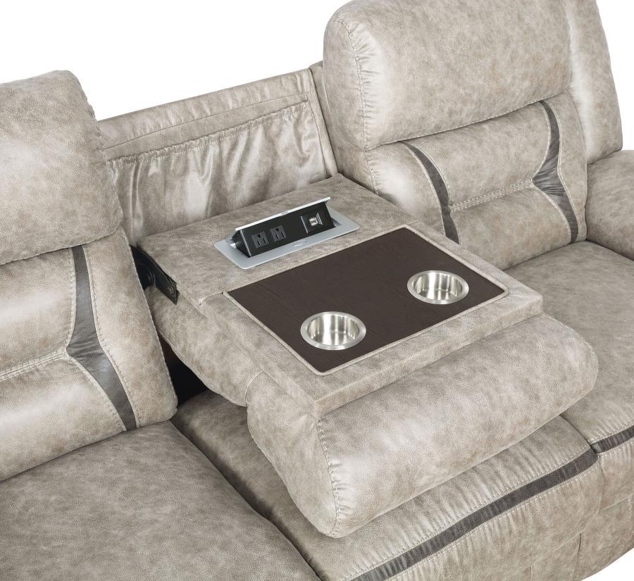 Greer - 2 Piece Upholstered Reclining Sofa Set - Taupe Reclining Sofa & Loveseat modern furniture Contempo Furniture