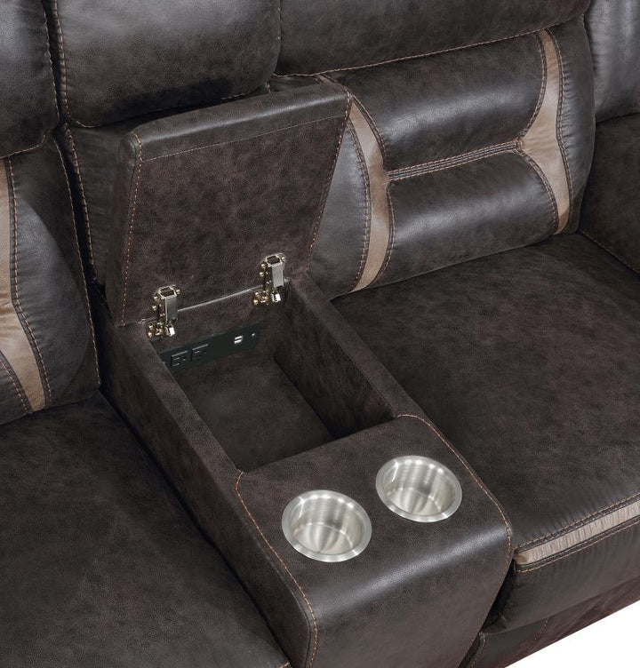 Greer - 3 Piece Upholstered Reclining Sofa Set - Brown 3 - Piece Living Room Set modern furniture Contempo Furniture