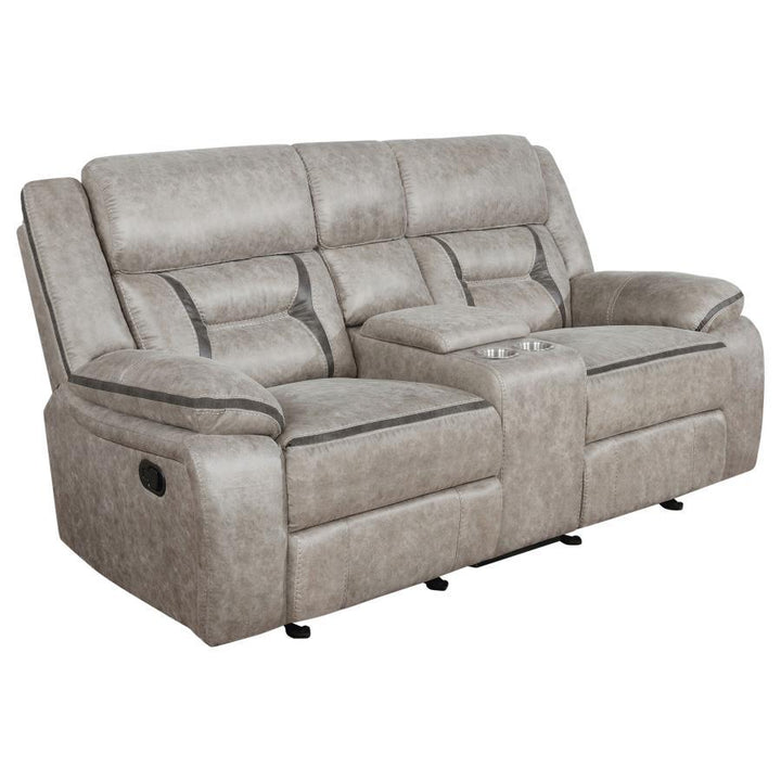 Greer - 3 Piece Upholstered Reclining Sofa Set - Taupe 3 - Piece Living Room Set modern furniture Contempo Furniture