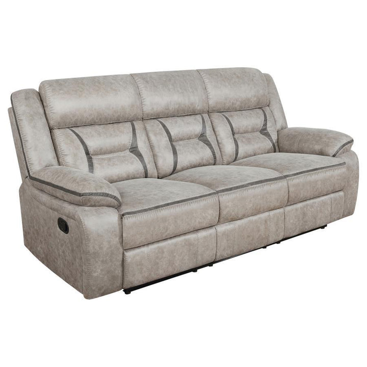 Greer - 3 Piece Upholstered Reclining Sofa Set - Taupe 3 - Piece Living Room Set modern furniture Contempo Furniture
