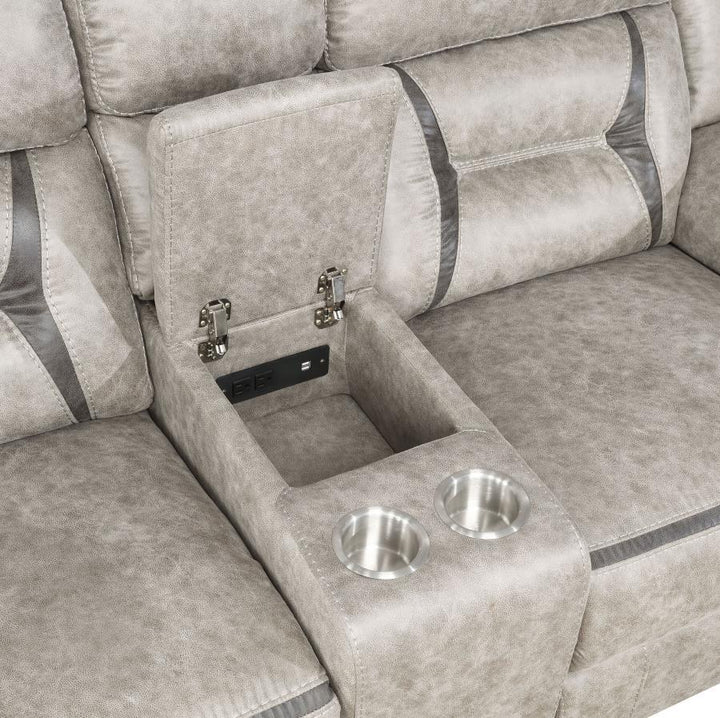 Greer - 3 Piece Upholstered Reclining Sofa Set - Taupe 3 - Piece Living Room Set modern furniture Contempo Furniture