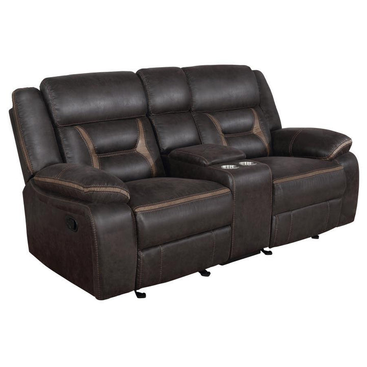 Greer - Upholstered Motion Reclining Loveseat - Brown Reclining Loveseat modern furniture Contempo Furniture