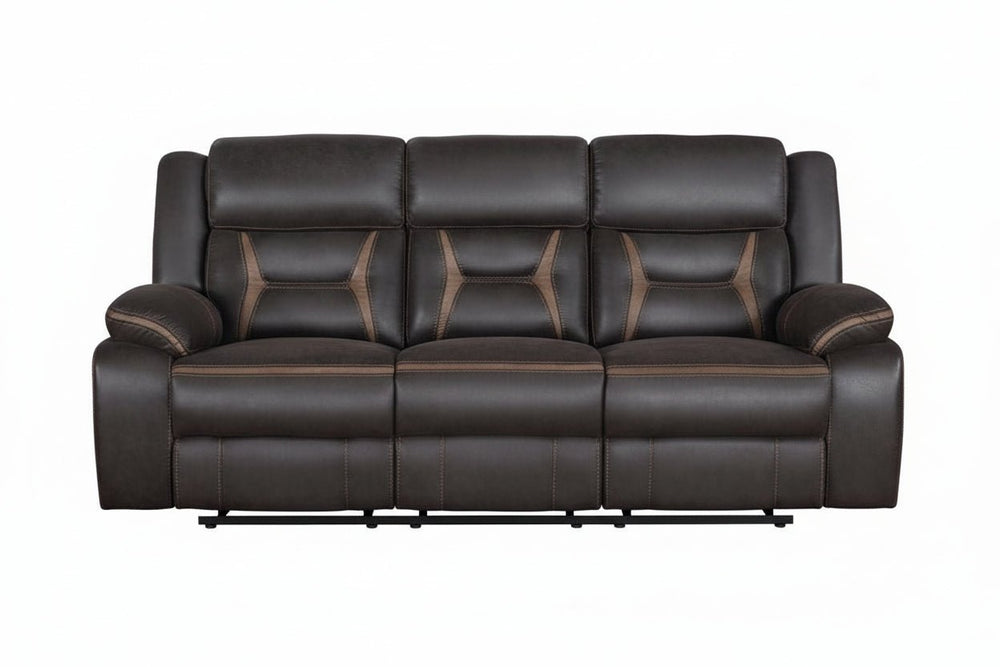 Greer - Upholstered Motion Reclining Sofa - Brown Reclining Sofa modern furniture Contempo Furniture