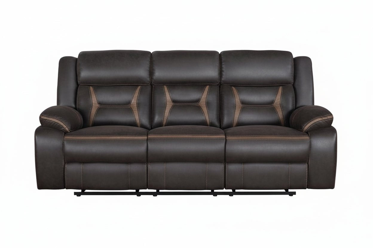 Greer - Upholstered Motion Reclining Sofa - Brown Reclining Sofa modern furniture Contempo Furniture