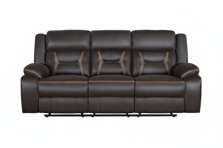 Greer - Upholstered Motion Reclining Sofa - Brown Reclining Sofa modern furniture Contempo Furniture