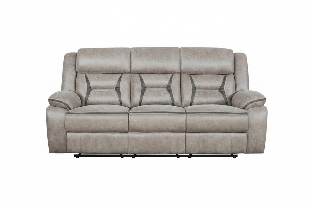 Greer - Upholstered Motion Reclining Sofa - Taupe Reclining Sofa modern furniture Contempo Furniture