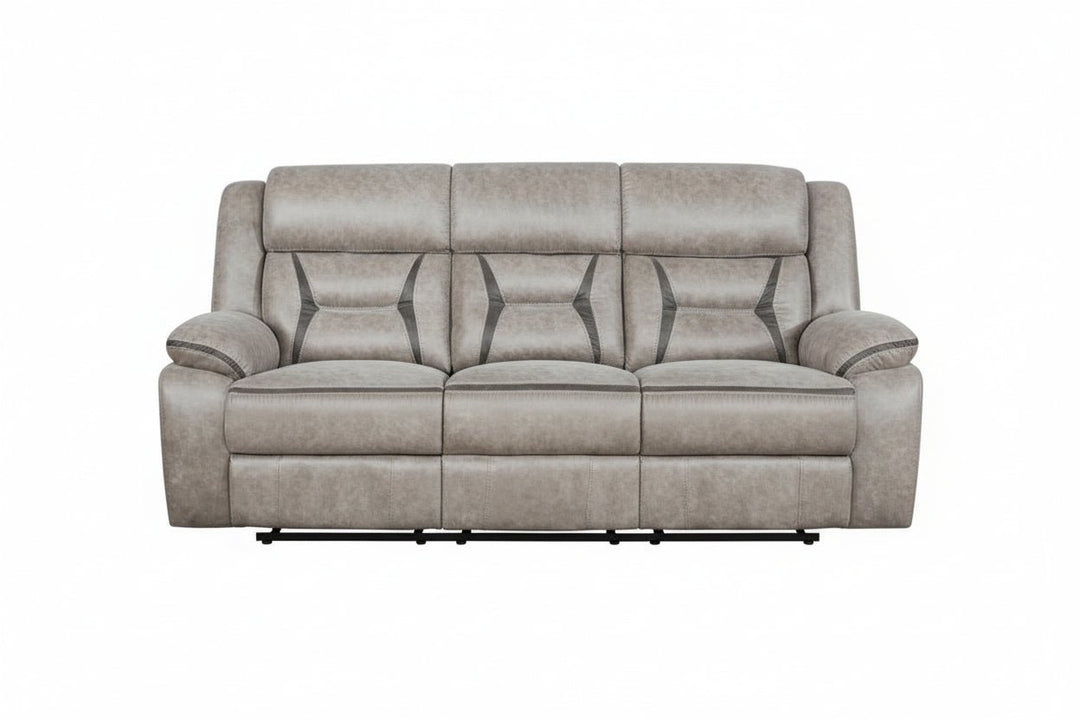 Greer - Upholstered Motion Reclining Sofa - Taupe Reclining Sofa modern furniture Contempo Furniture