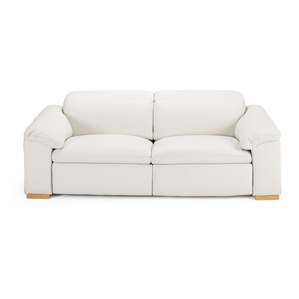 Gregory - Modern Off-White Leather Sofa w/ 2 Recliners - View 2