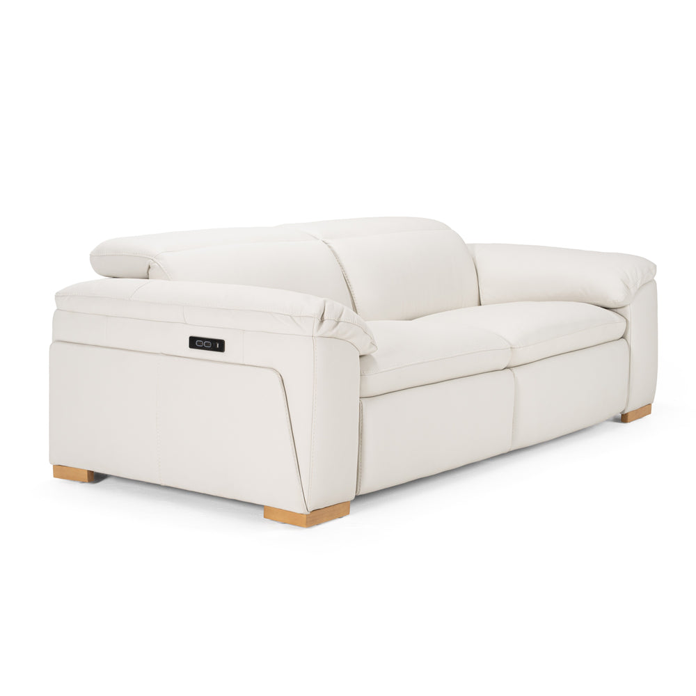 Gregory - Modern Off-White Leather Sofa w/ 2 Recliners - View 3