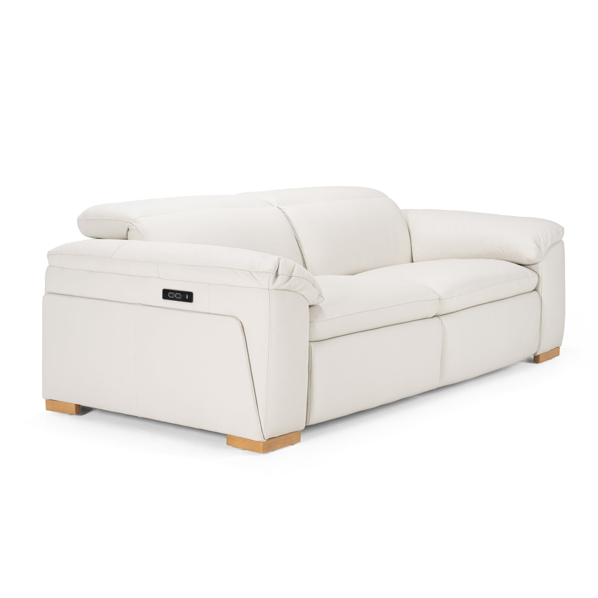 Gregory - Modern Off-White Leather Sofa w/ 2 Recliners - View 3