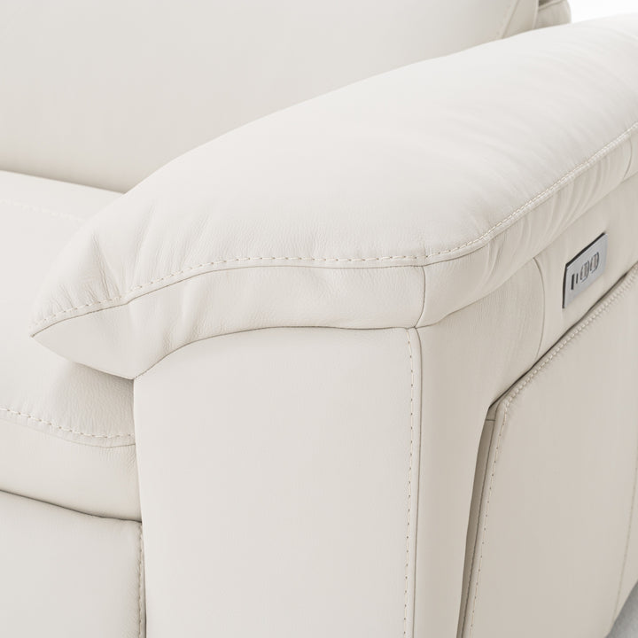 Gregory - Modern Off-White Leather Sofa w/ 2 Recliners