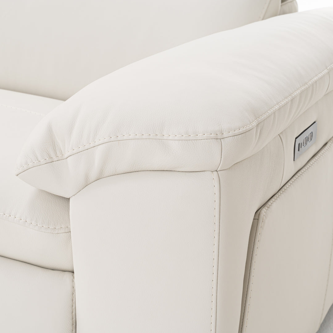 Gregory - Modern Off-White Leather Sofa w/ 2 Recliners