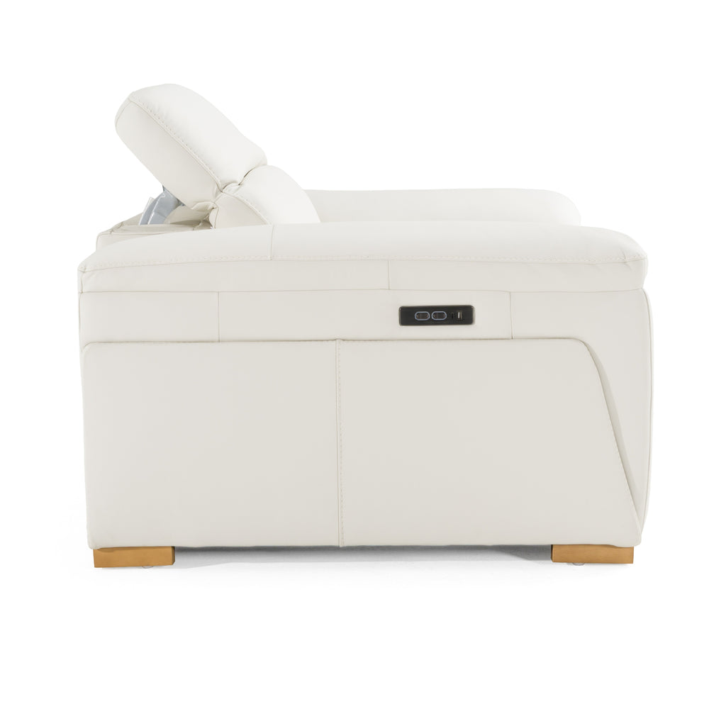 Gregory - Modern Off-White Leather Recliner Chair - View 2