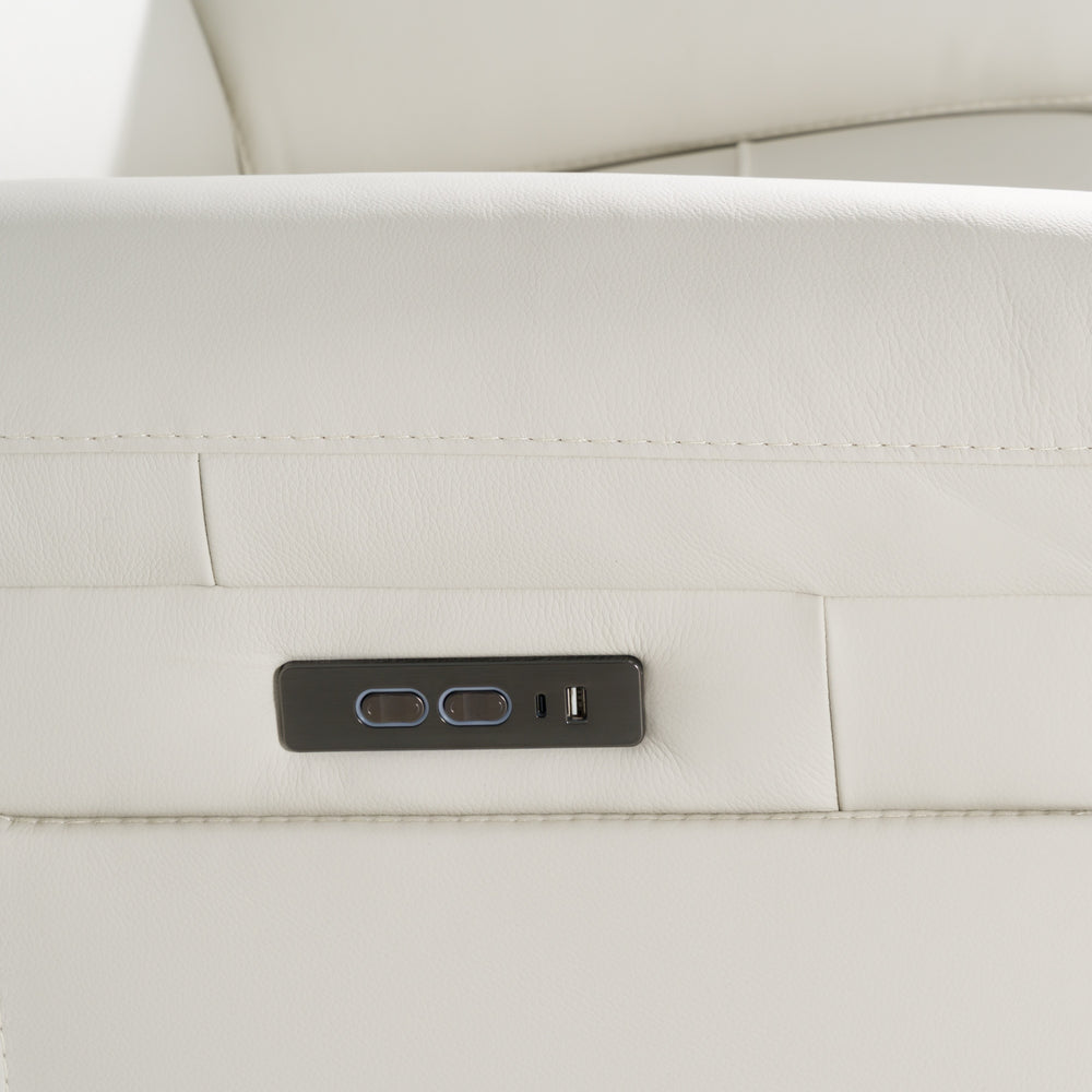 Gregory - Modern Off-White Leather Recliner Chair - View 5