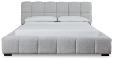Grendusk California King Upholstered Bed - Gray Upholstered Bed modern furniture Contempo Furniture