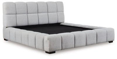 Grendusk California King Upholstered Bed - Gray Upholstered Bed modern furniture Contempo Furniture
