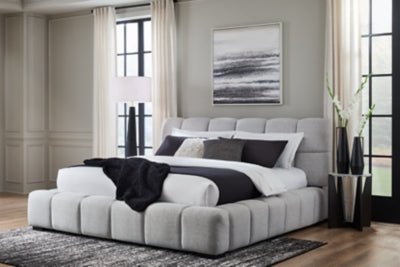 Grendusk King Upholstered Bed - Gray Upholstered Bed modern furniture Contempo Furniture