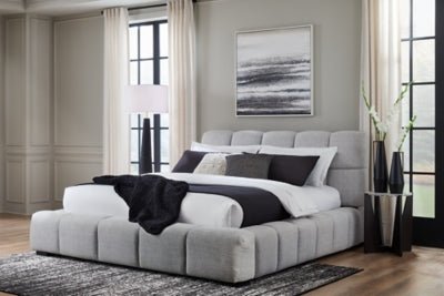 Grendusk Queen Upholstered Bed - Gray Upholstered Bed modern furniture Contempo Furniture