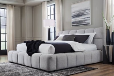 Grendusk Queen Upholstered Bed - Gray Upholstered Bed modern furniture Contempo Furniture