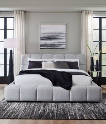 Grendusk Queen Upholstered Bed - Gray Upholstered Bed modern furniture Contempo Furniture